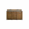 James Martin Vanities Bristol 60in Double Vanity, Saddle Brown w/ 3 CM Grey Expo Quartz Top 157-V60D-SBR-3GEX